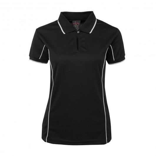 Black White Ladies Piping Polo Shirts